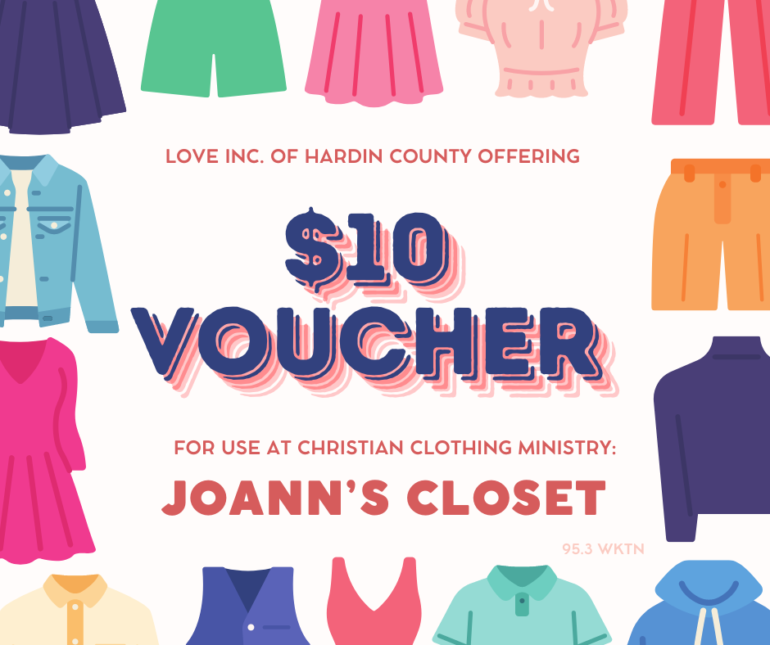 Love Inc. of Hardin County offers  coupon to Christian clothing ministry JoAnn’s Closet – WKTN