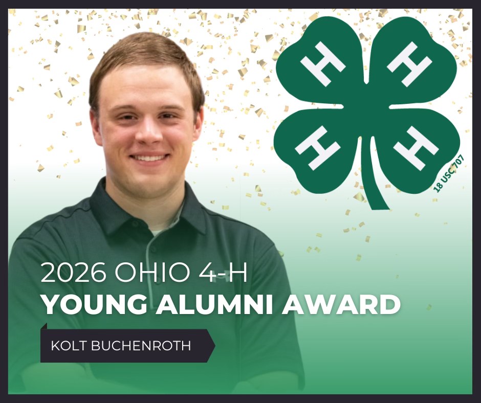 Kolt Buchenroth Named 2026 Ohio 4‑H Young Alumni Award Recipient