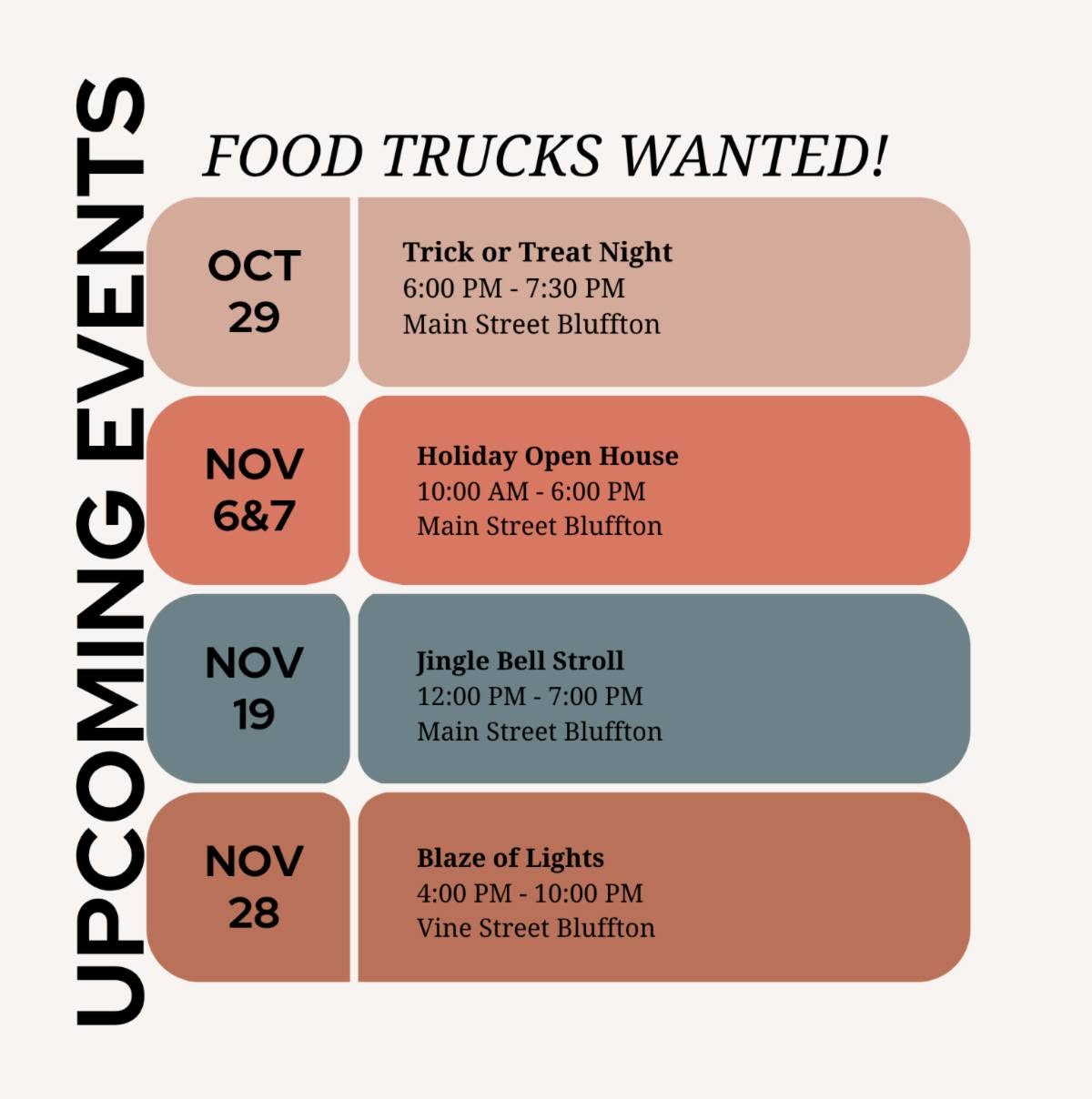 Bluffton Chamber Seeking Food Trucks for Upcoming Events