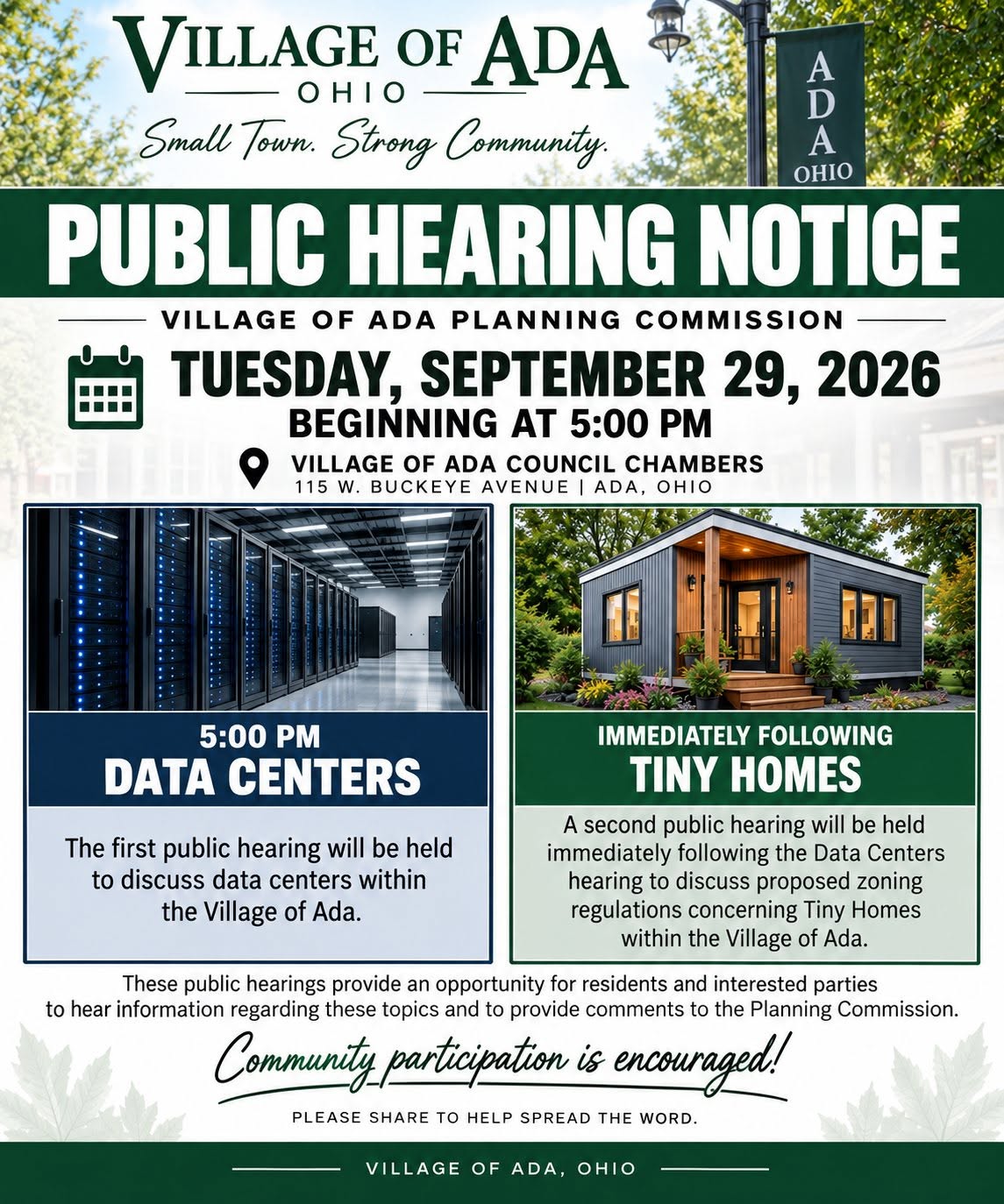 Ada Planning Commission to Hold Public Hearings on Data Centers and Tiny Homes